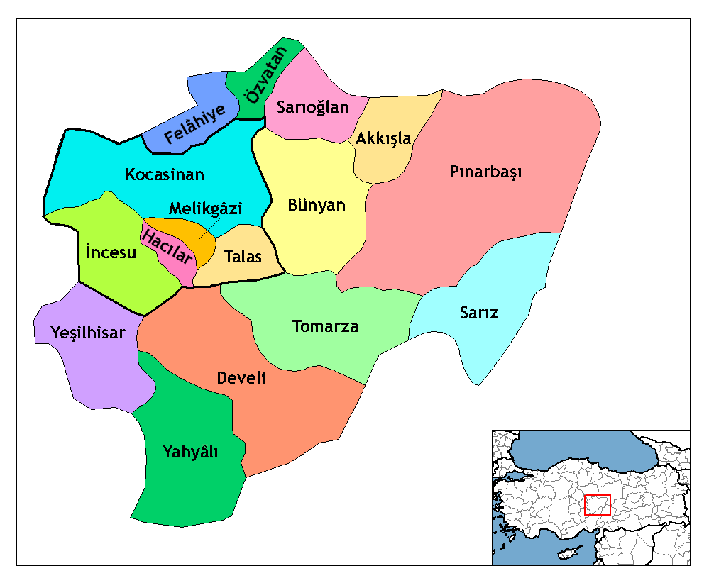 Municipalities in the province of Kayseri in Türkiye.